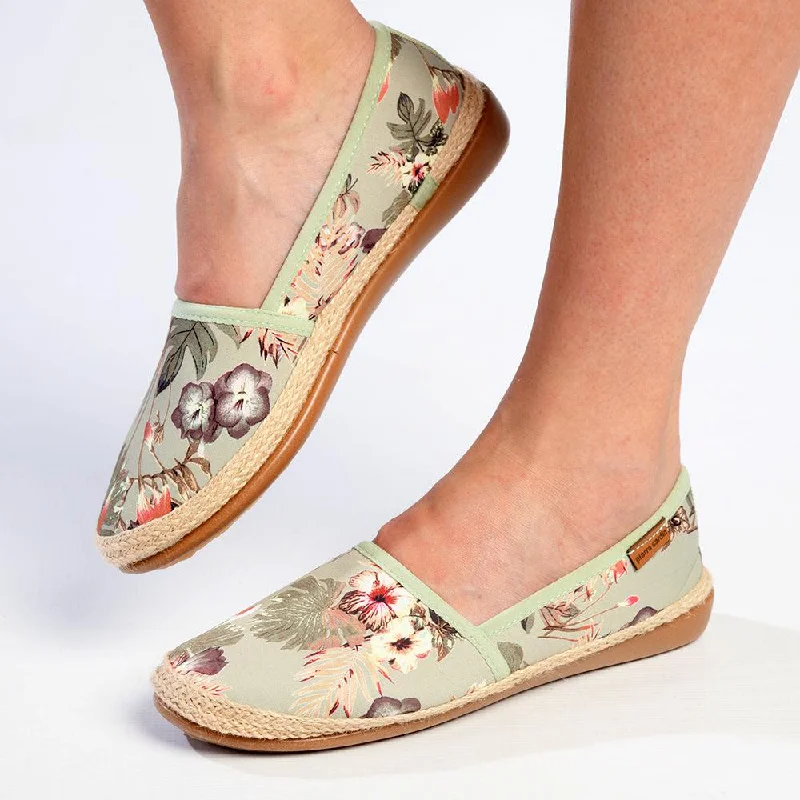 Pierre Cardin St Tropez Espadrille Slip On - Olive Floral