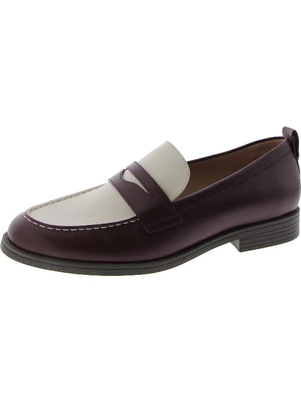 Stassi Womens Faux Leather Penny Loafers