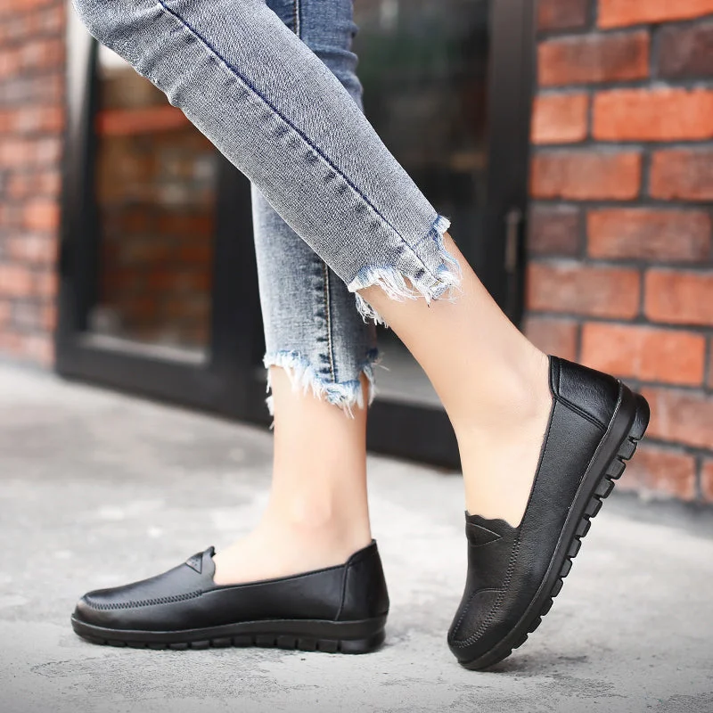 Women's Synthetic Leather Casual Lightweight Slip-On Moccasins Flats Shoes